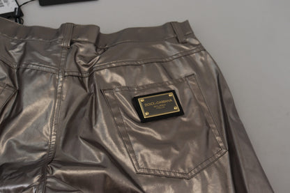 Pantalon Dolce & Gabbana en nylon stretch métallisé argenté