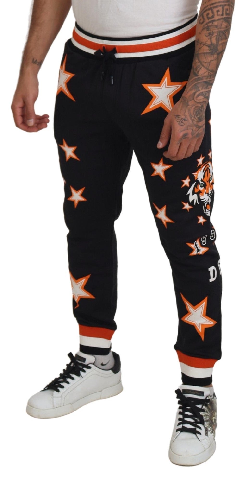 Pantalon de sport Dolce & Gabbana noir et orange à étoiles