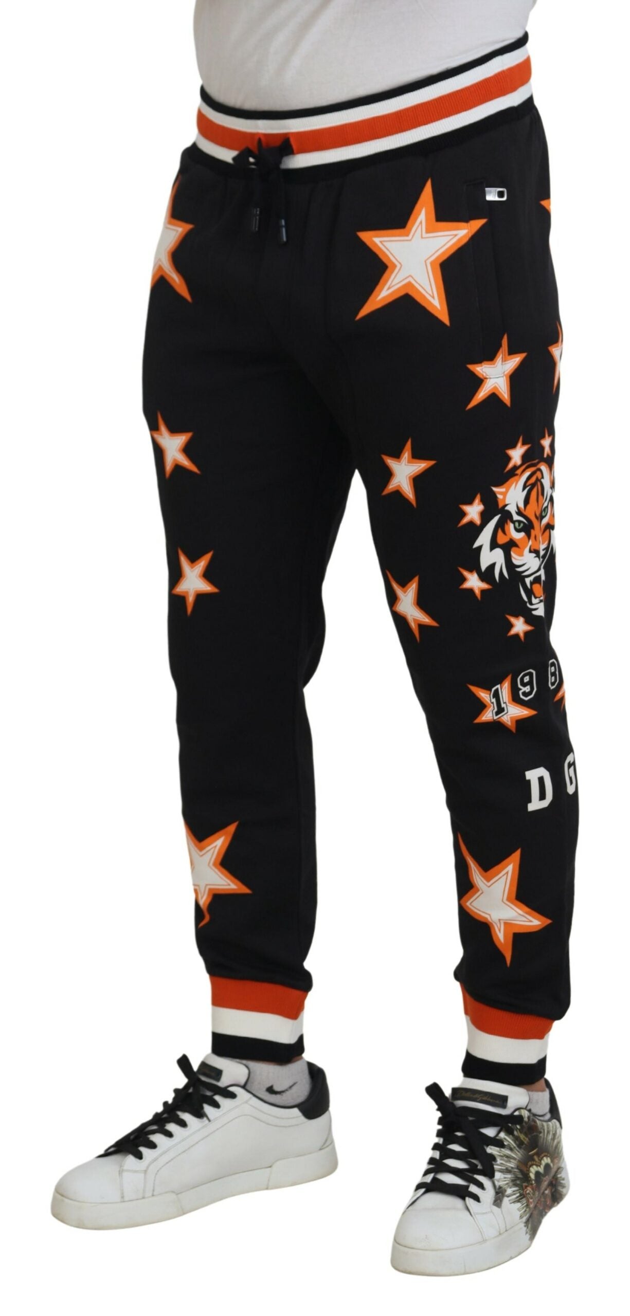 Pantalon de sport Dolce & Gabbana noir et orange à étoiles