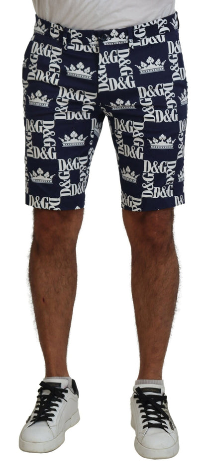 Shorts chinos en coton à imprimé logo bleu Dolce & Gabbana