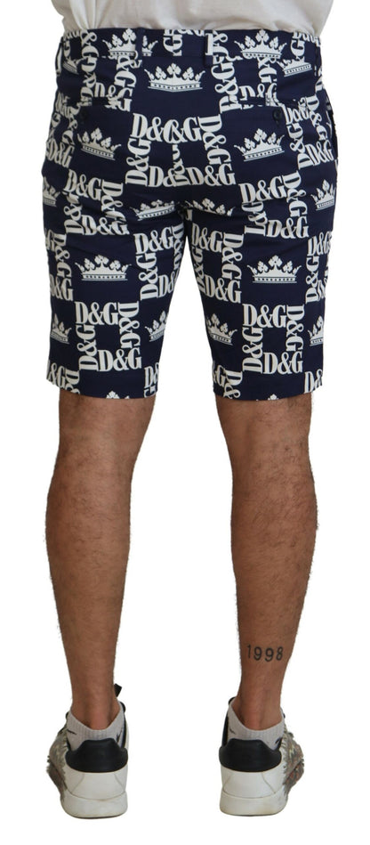 Shorts chinos en coton à imprimé logo bleu Dolce & Gabbana