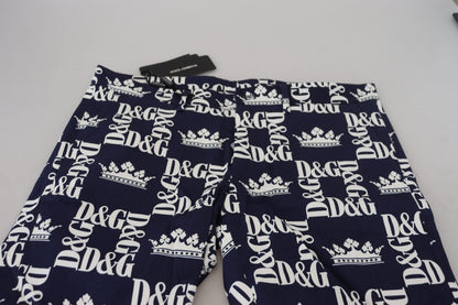 Shorts chinos en coton à imprimé logo bleu Dolce & Gabbana