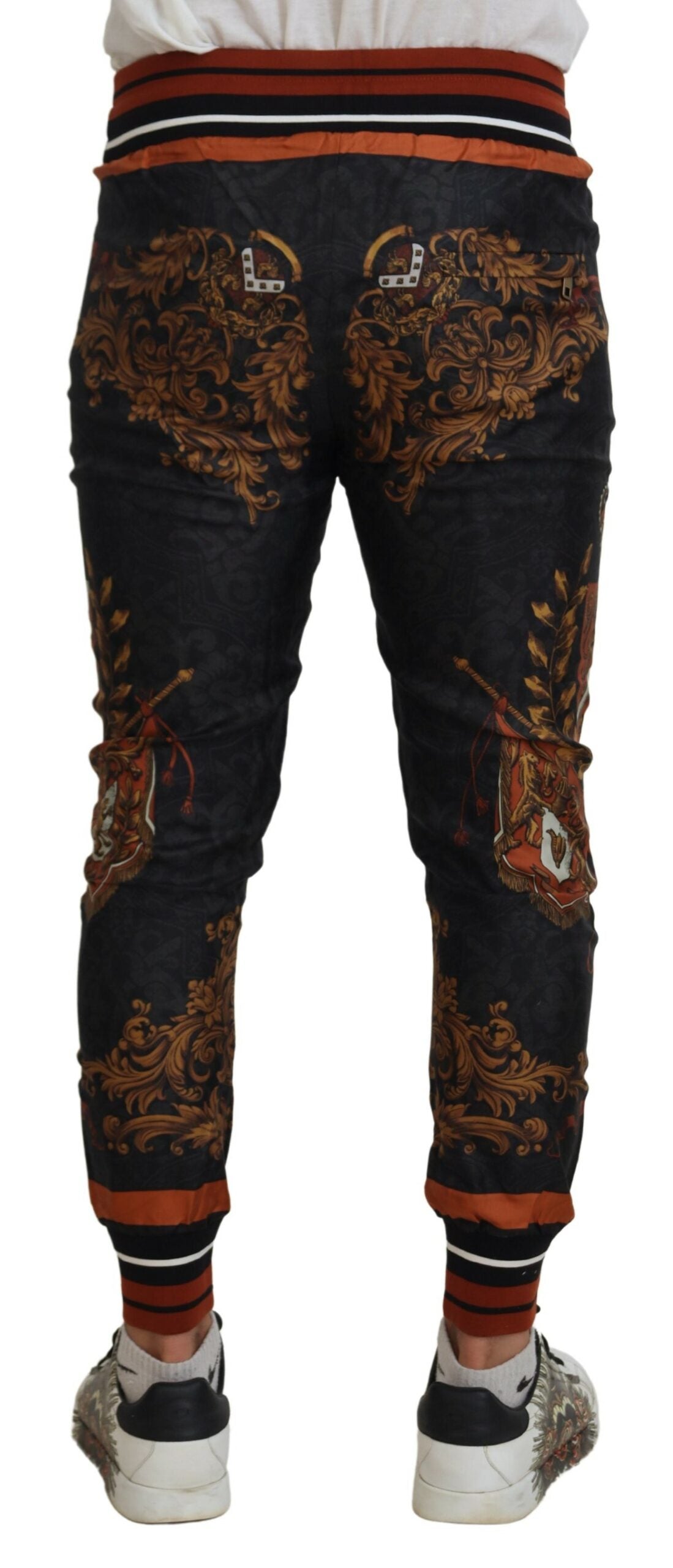 Pantalon de sport Dolce & Gabbana gris en soie à imprimé couronne baroque