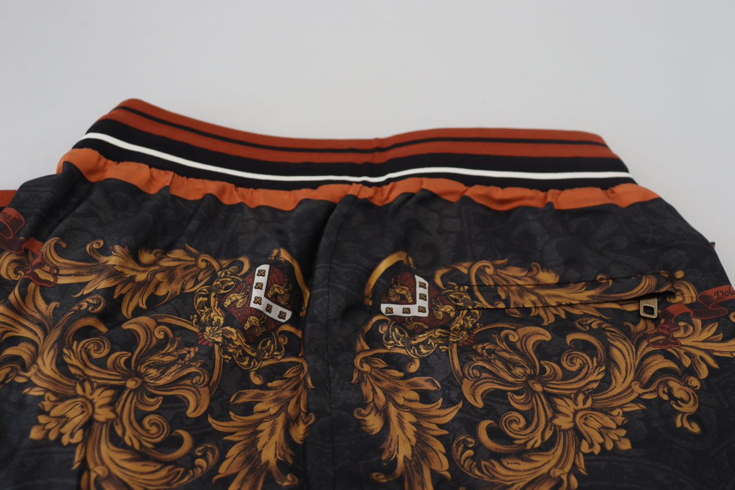 Pantalon de sport Dolce & Gabbana gris en soie à imprimé couronne baroque
