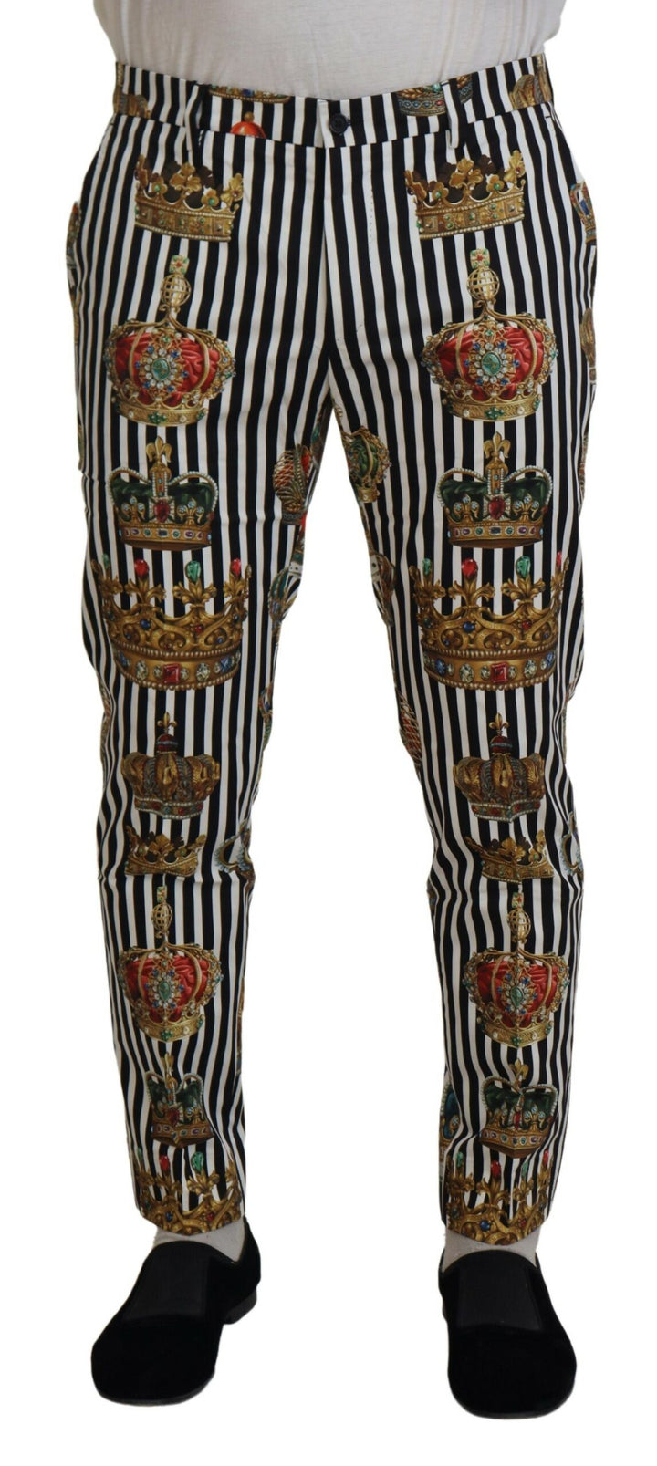 Pantalon de jogging Dolce & Gabbana en coton stretch blanc avec couronne