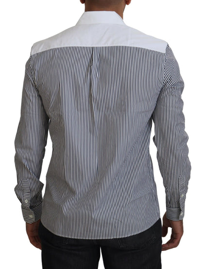 Chemise Dolce & Gabbana gris et blanc rayée coupe ajustée