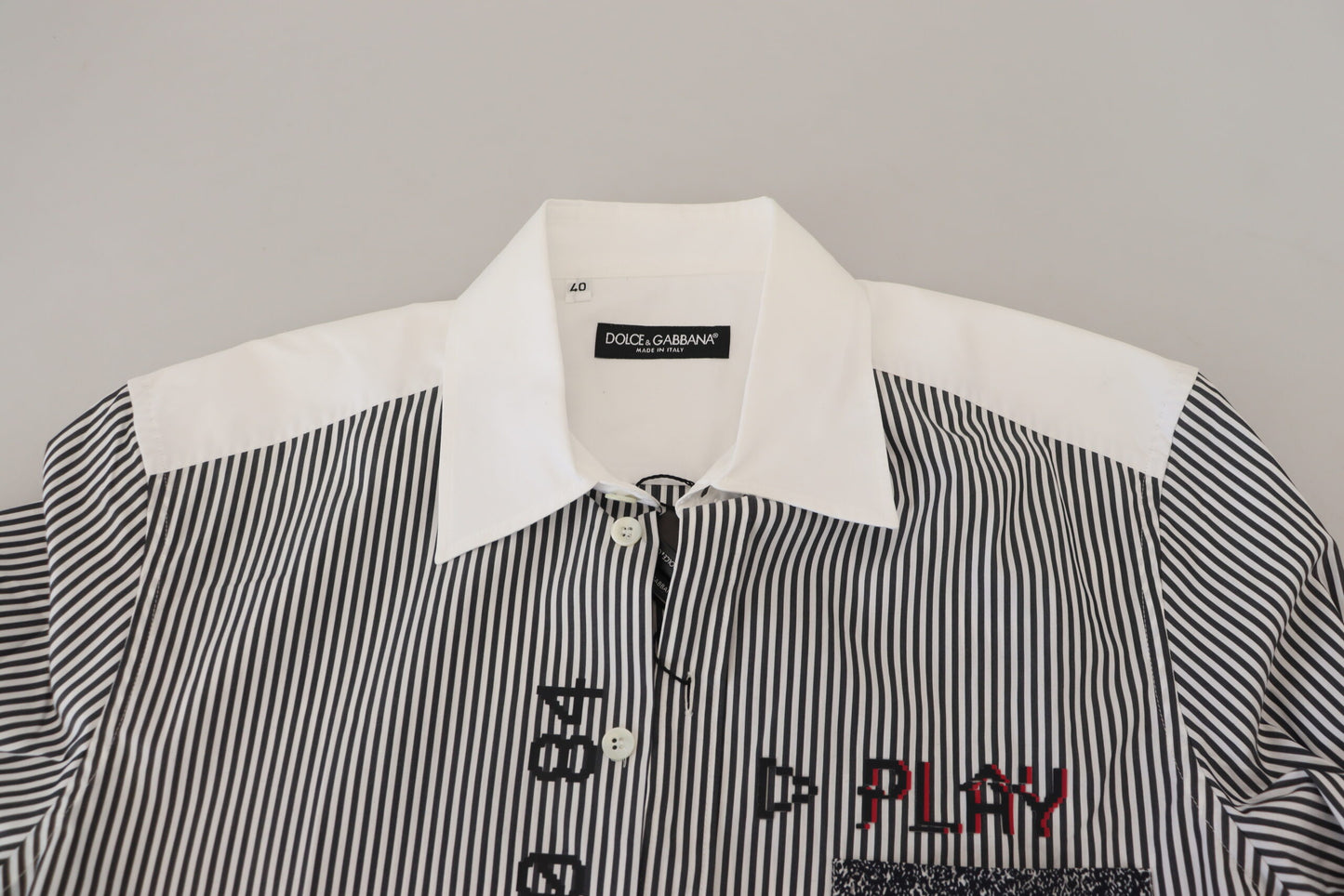 Chemise Dolce & Gabbana gris et blanc rayée coupe ajustée
