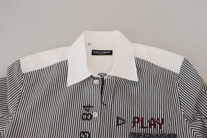 Chemise Dolce & Gabbana gris et blanc rayée coupe ajustée