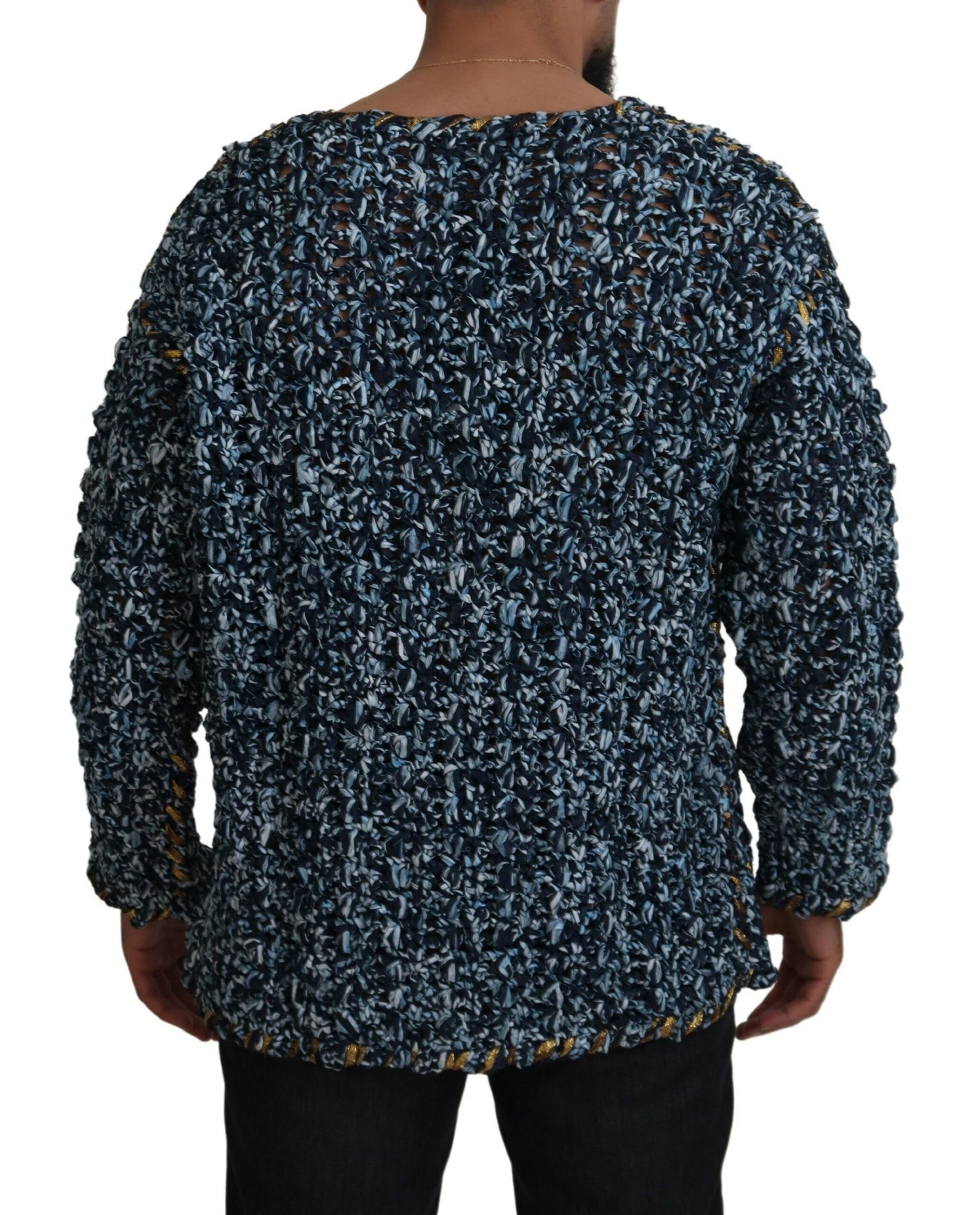 Cardigan boutonné bleu en maille fait main Dolce & Gabbana