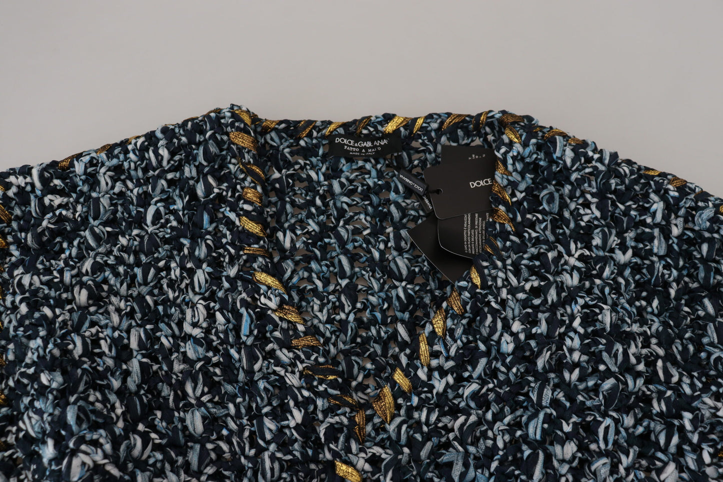 Cardigan boutonné bleu en maille fait main Dolce & Gabbana