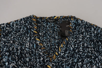 Cardigan boutonné bleu en maille fait main Dolce & Gabbana