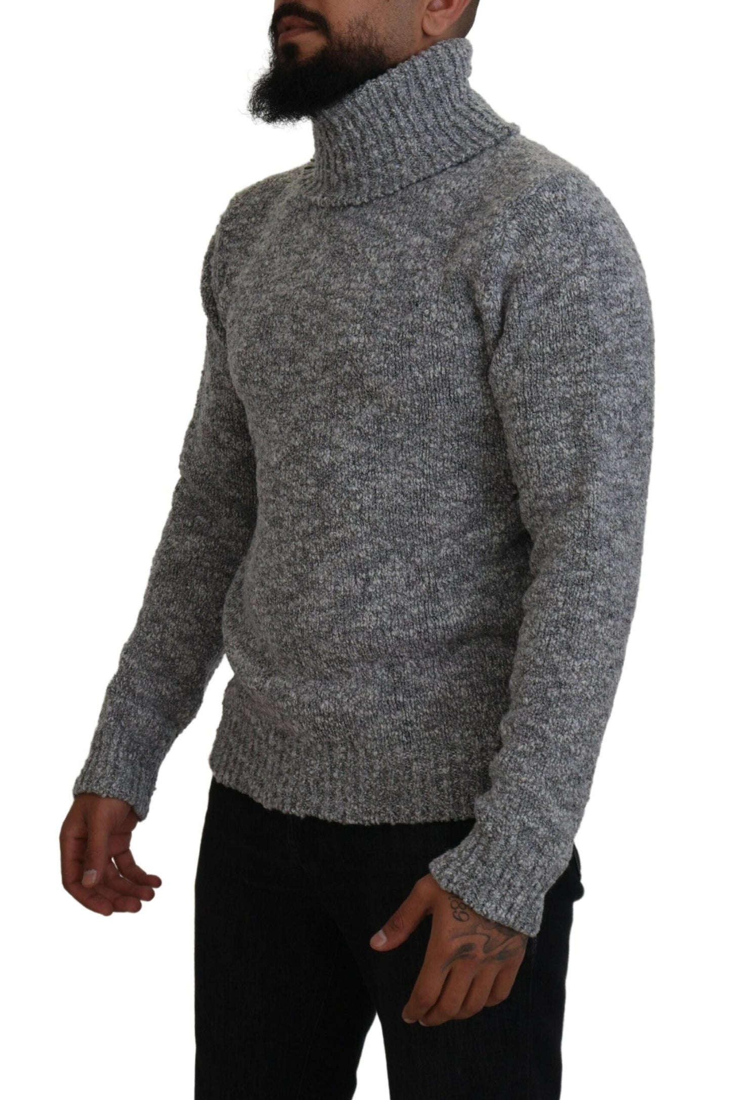 Chandail Dolce & Gabbana gris en maille de laine à col roulé