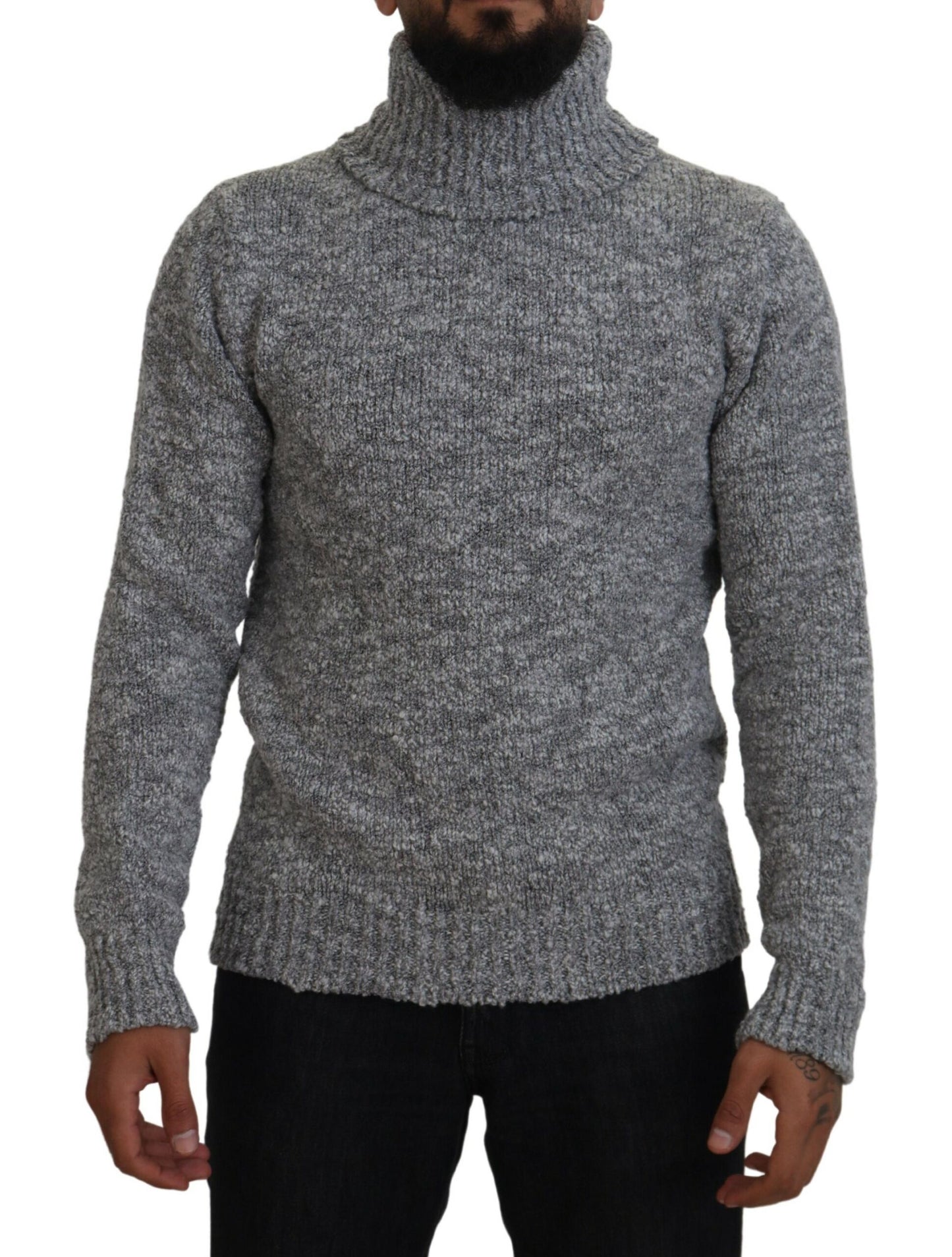 Chandail Dolce & Gabbana gris en maille de laine à col roulé