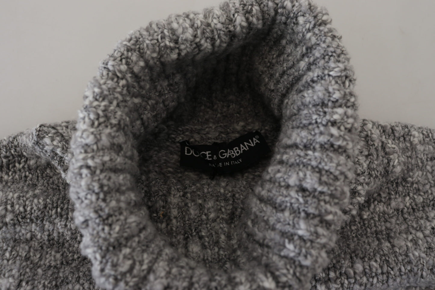 Chandail Dolce & Gabbana gris en maille de laine à col roulé