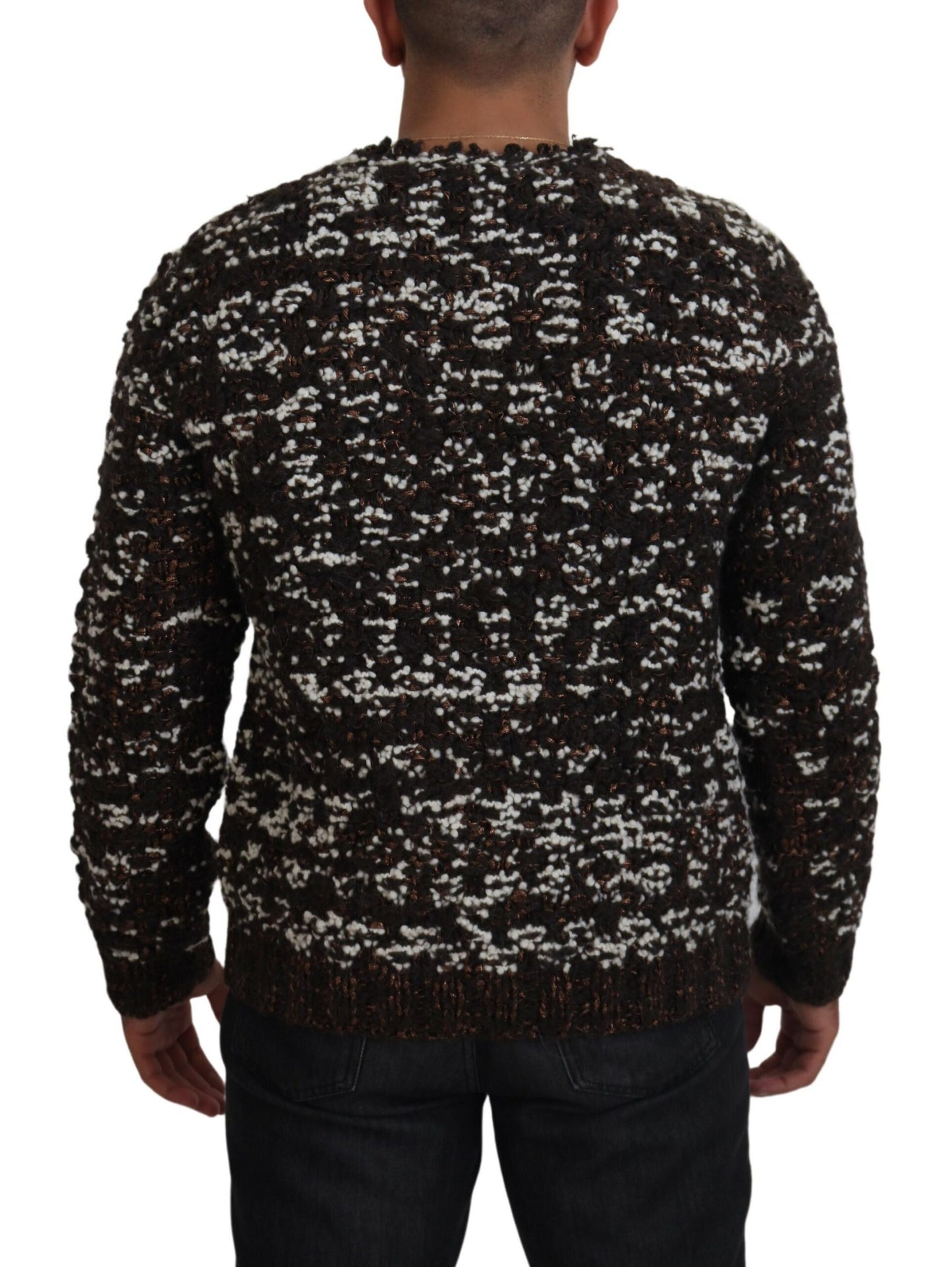 Pull en laine tricoté marron Fatto A Mano Dolce & Gabbana