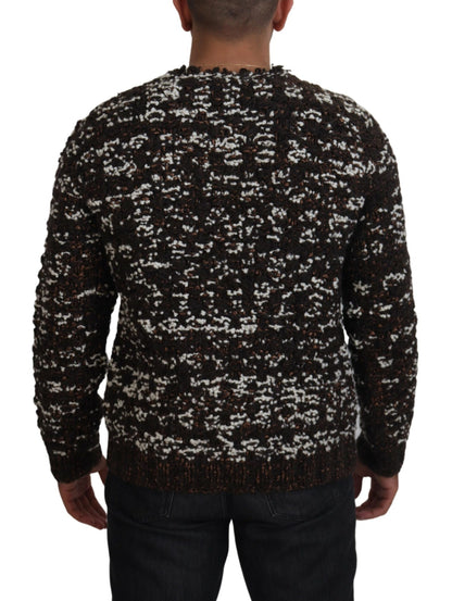 Pull en laine tricoté marron Fatto A Mano Dolce & Gabbana