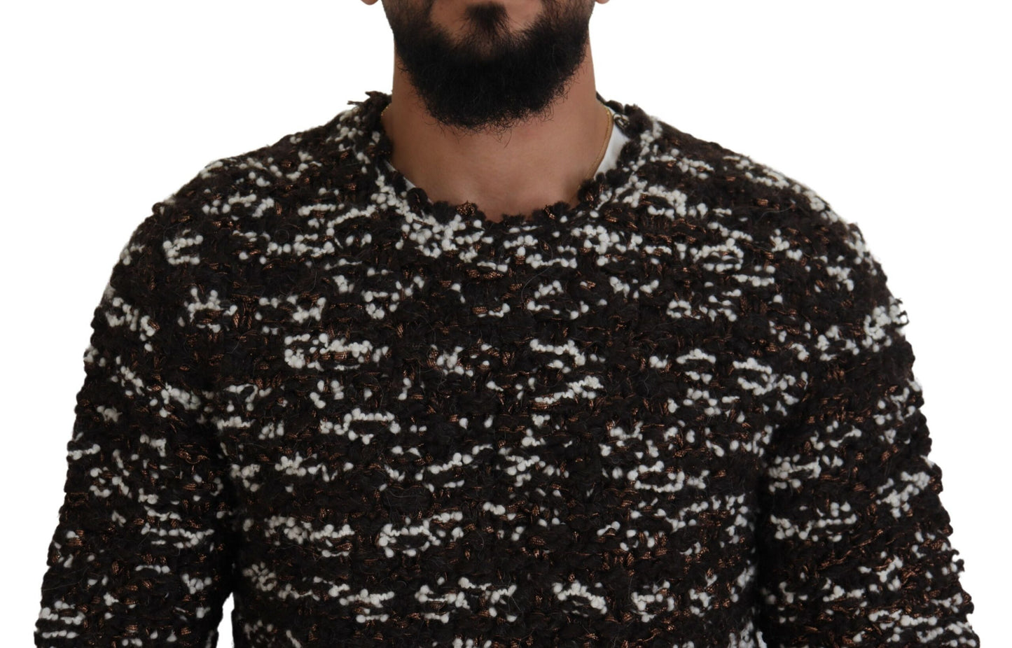Pull en laine tricoté marron Fatto A Mano Dolce & Gabbana