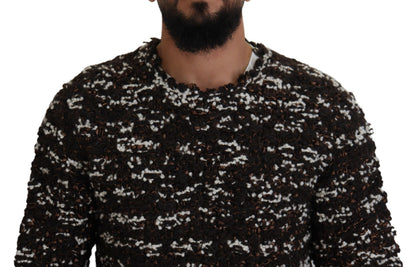 Pull en laine tricoté marron Fatto A Mano Dolce & Gabbana