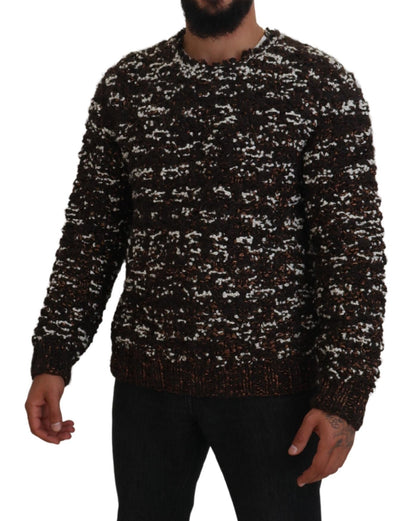 Pull en laine tricoté marron Fatto A Mano Dolce & Gabbana