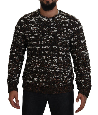 Pull en laine tricoté marron Fatto A Mano Dolce & Gabbana