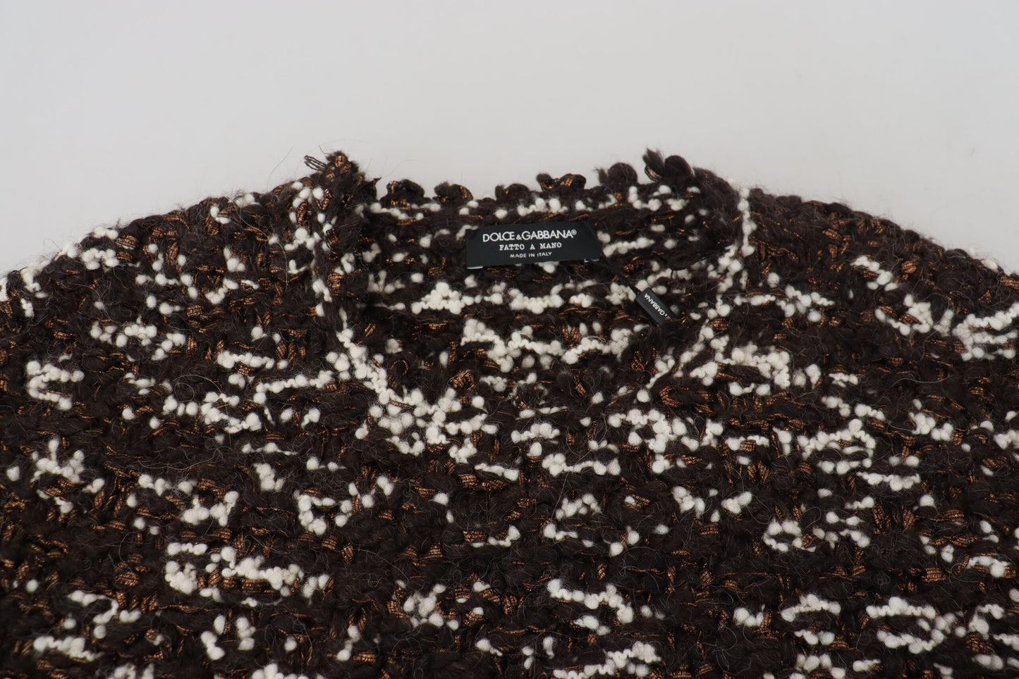 Pull en laine tricoté marron Fatto A Mano Dolce & Gabbana