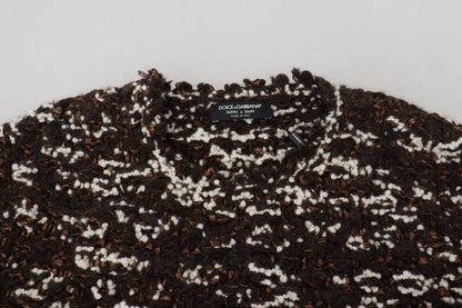 Pull en laine tricoté marron Fatto A Mano Dolce & Gabbana