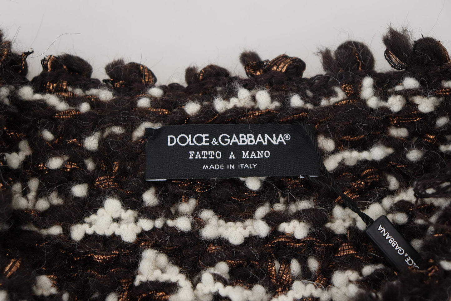 Pull en laine tricoté marron Fatto A Mano Dolce & Gabbana