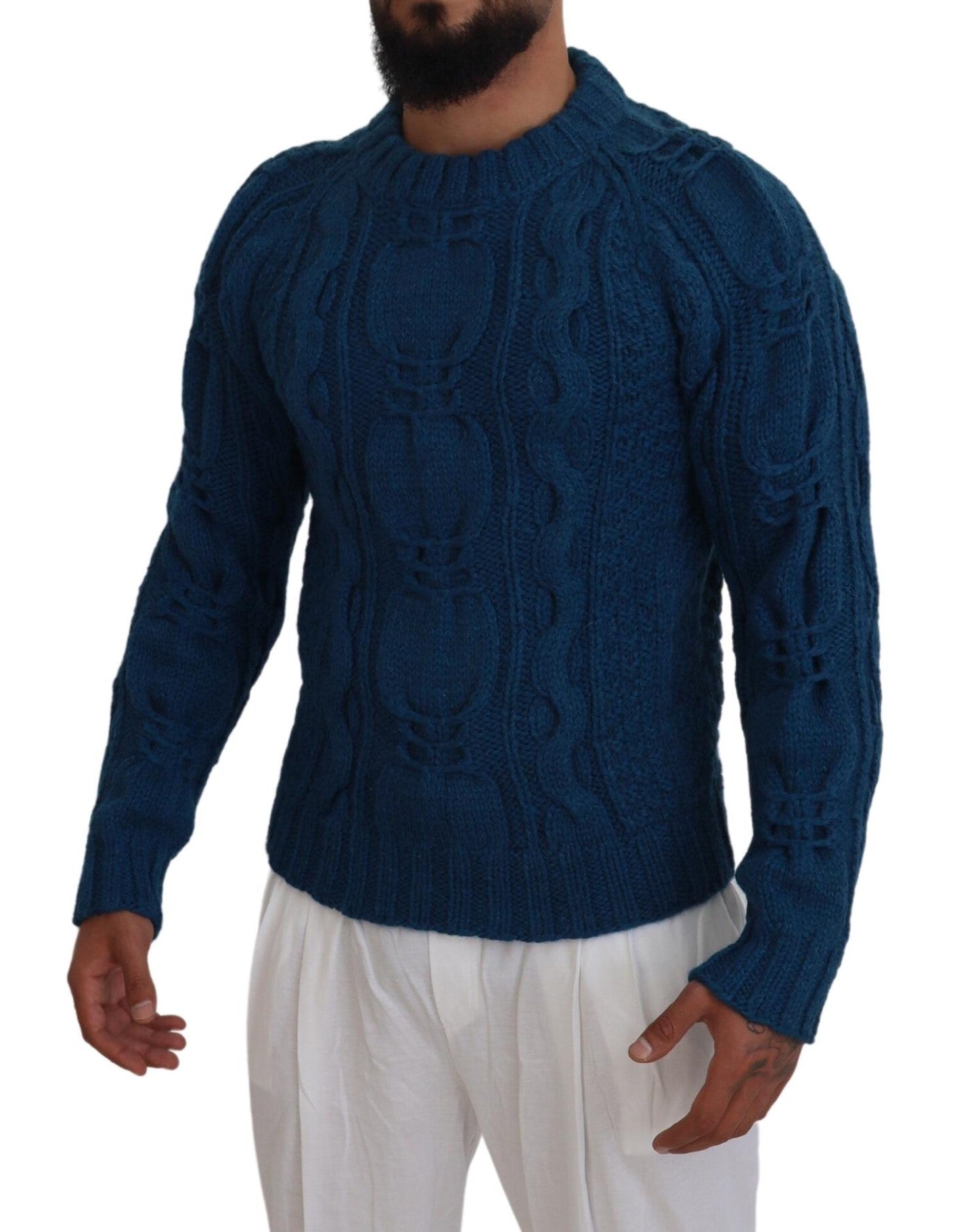 Suéter Dolce & Gabbana azul de lana y alpaca tejido
