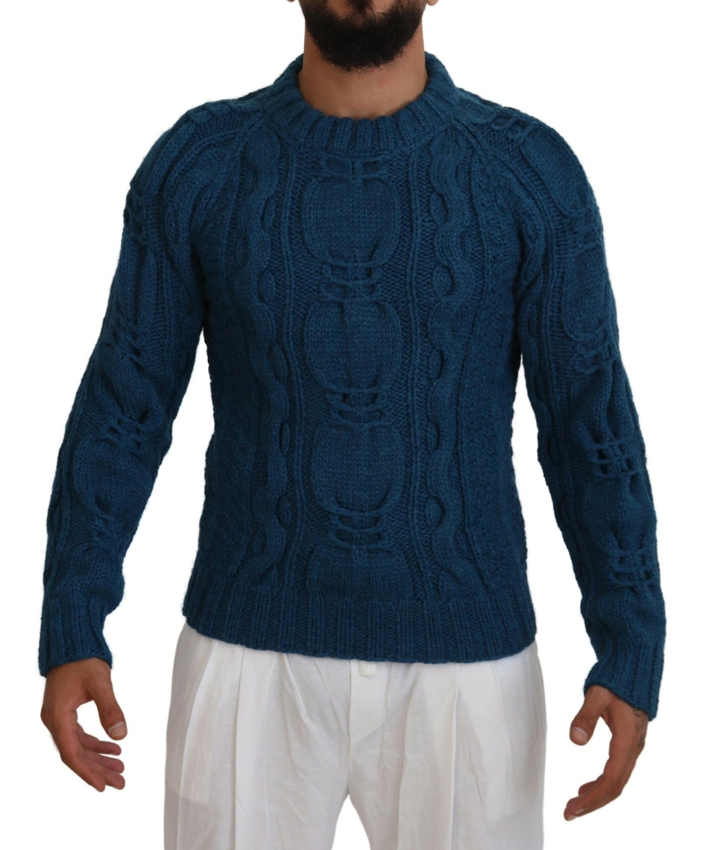 Suéter Dolce & Gabbana azul de lana y alpaca tejido