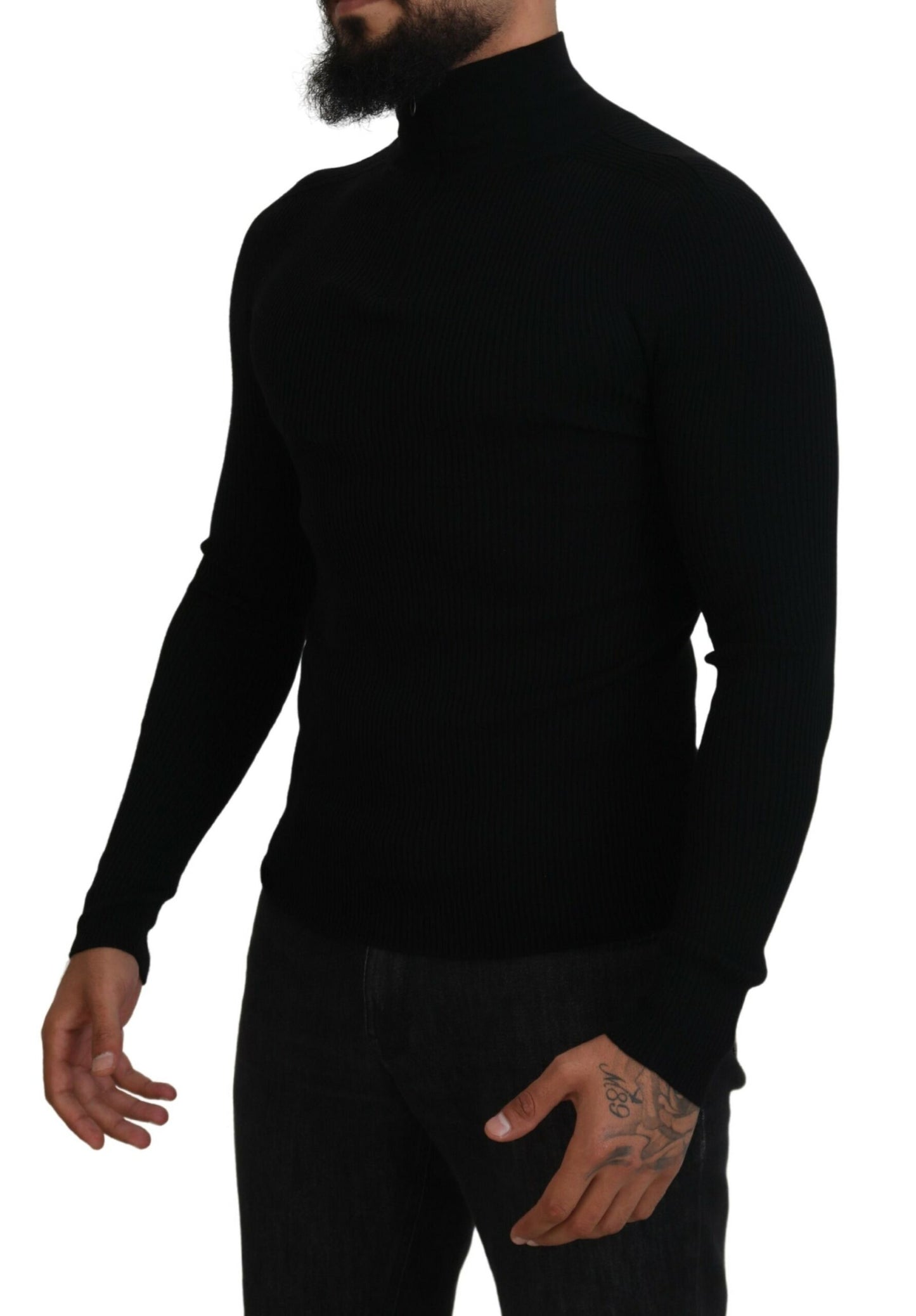 Pull-over col roulé Dolce & Gabbana noir, demi-zip