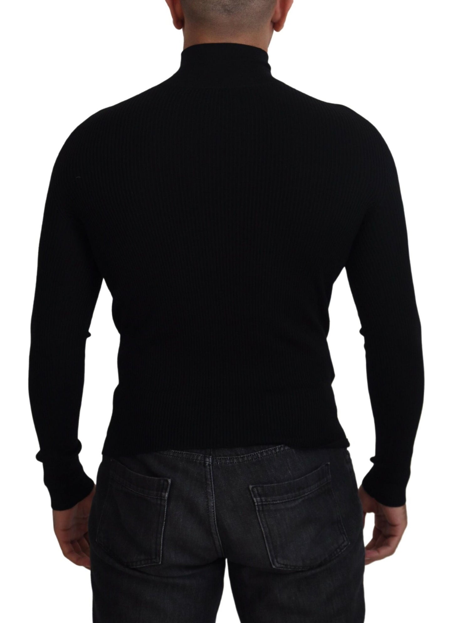 Pull-over col roulé Dolce & Gabbana noir, demi-zip