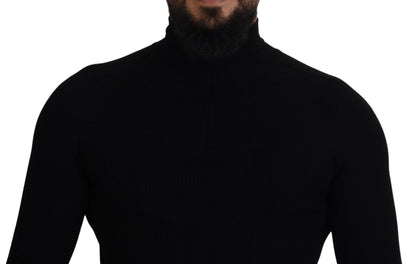 Pull-over col roulé Dolce & Gabbana noir, demi-zip