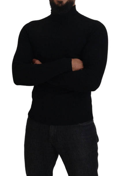 Pull-over col roulé Dolce & Gabbana noir, demi-zip