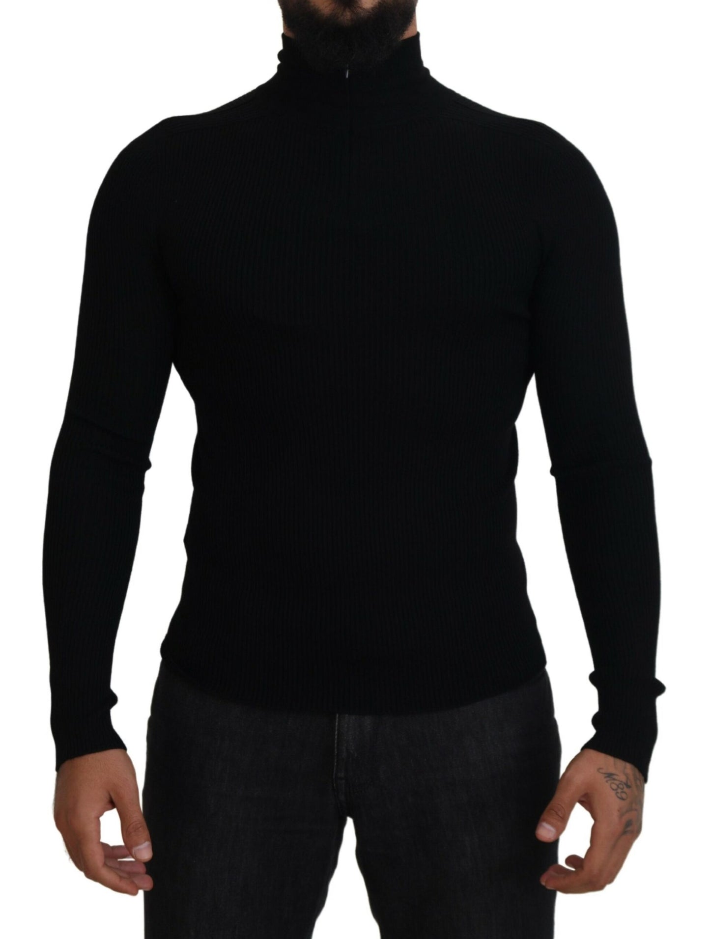 Pull-over col roulé Dolce & Gabbana noir, demi-zip