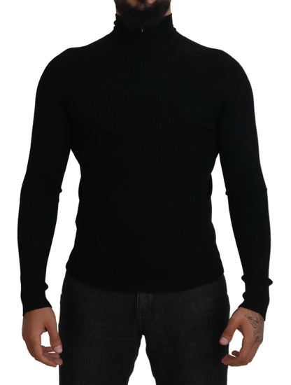 Pull-over col roulé Dolce & Gabbana noir, demi-zip