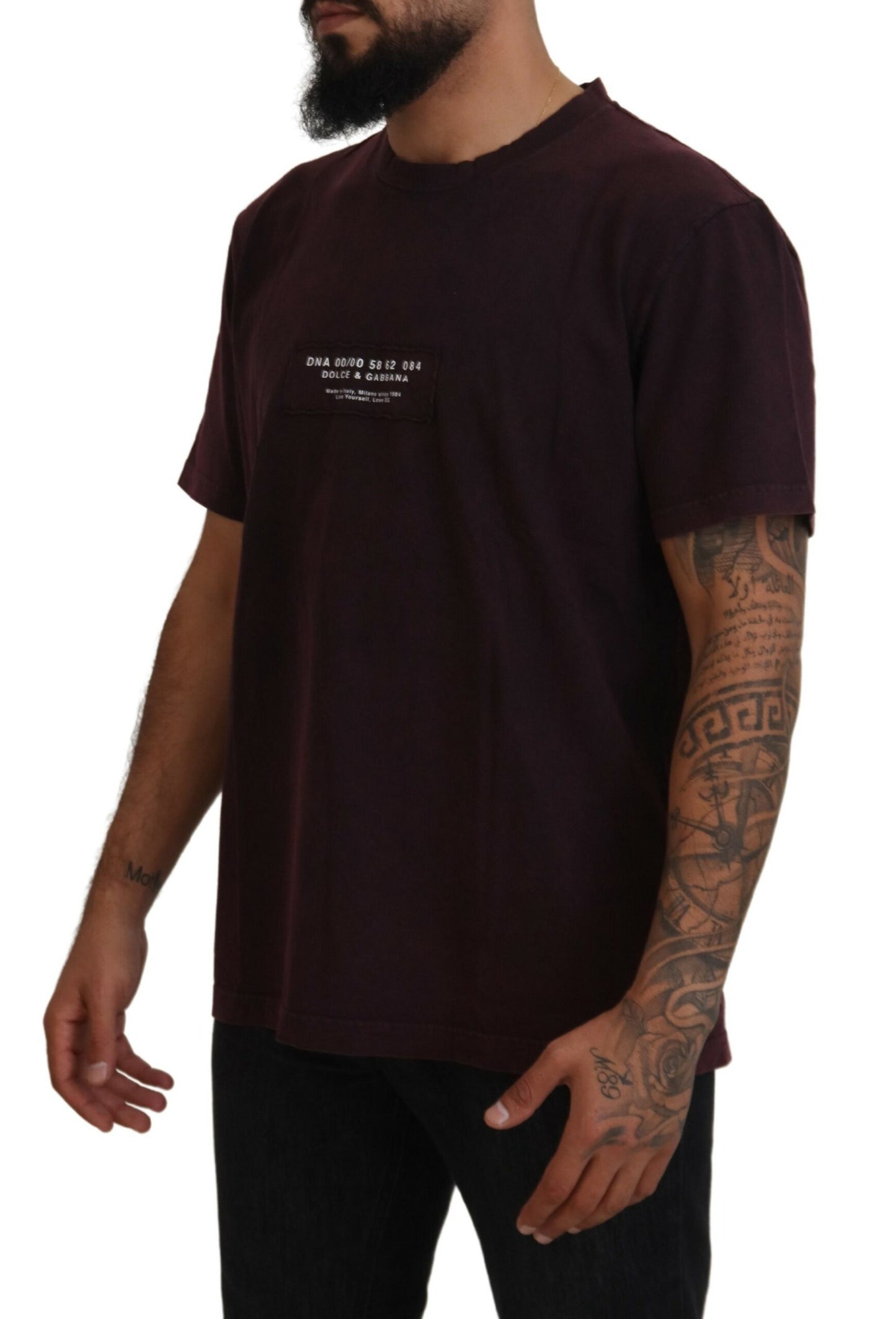 T-shirt col rond à manches courtes bordeaux Dolce & Gabbana