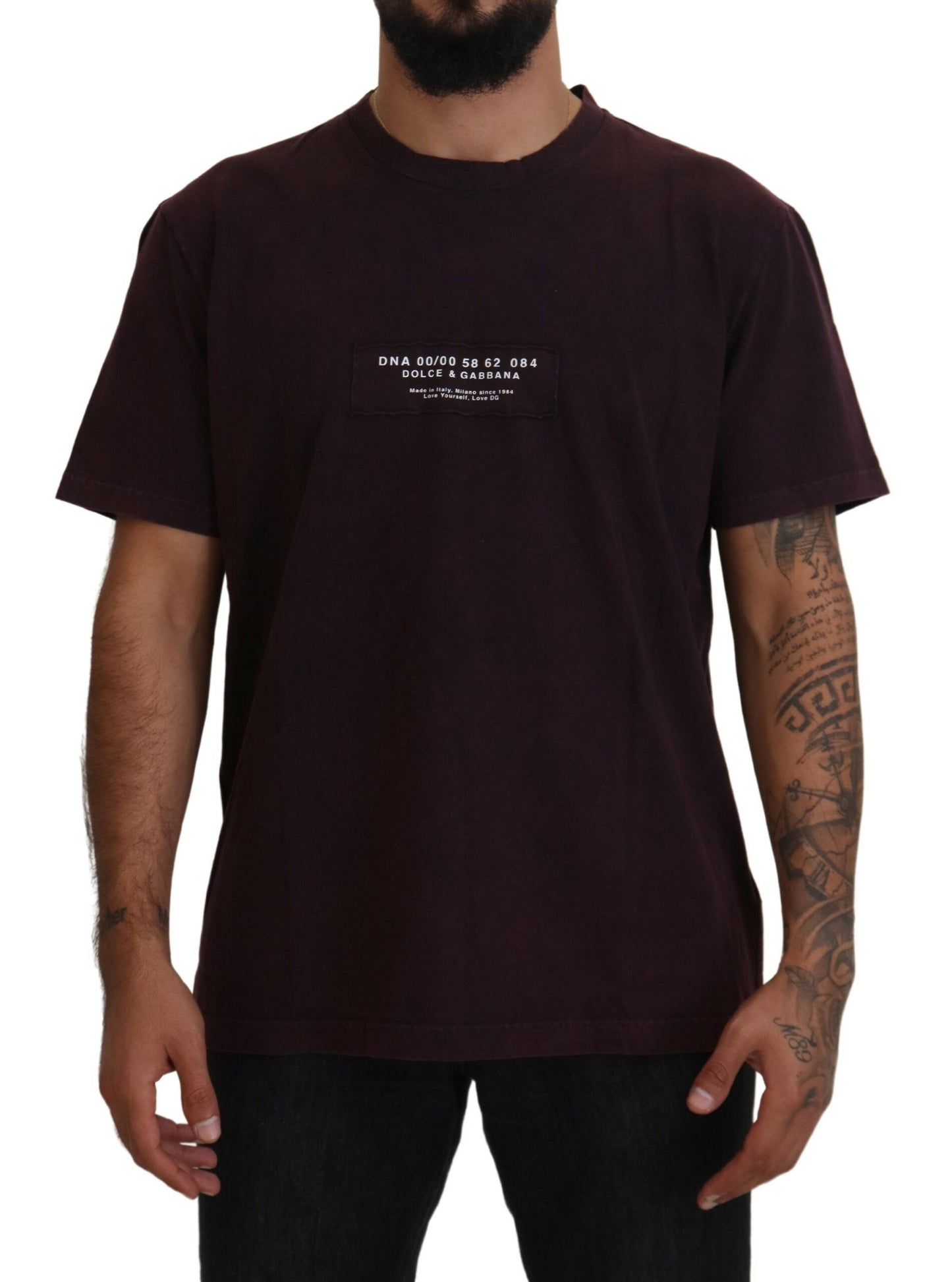 T-shirt col rond à manches courtes bordeaux Dolce & Gabbana