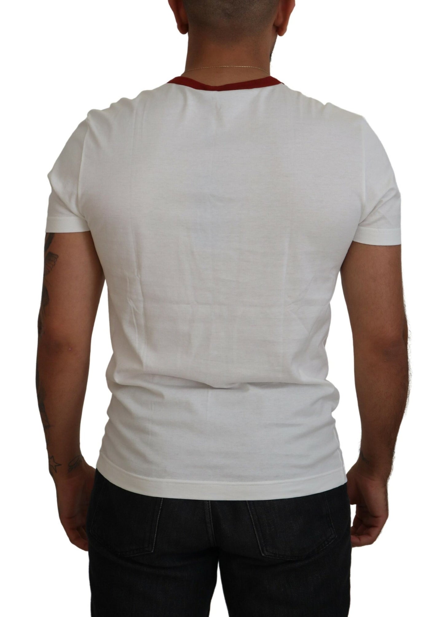 T-shirt ras du cou Dolce & Gabbana en coton blanc avec logo imprimé