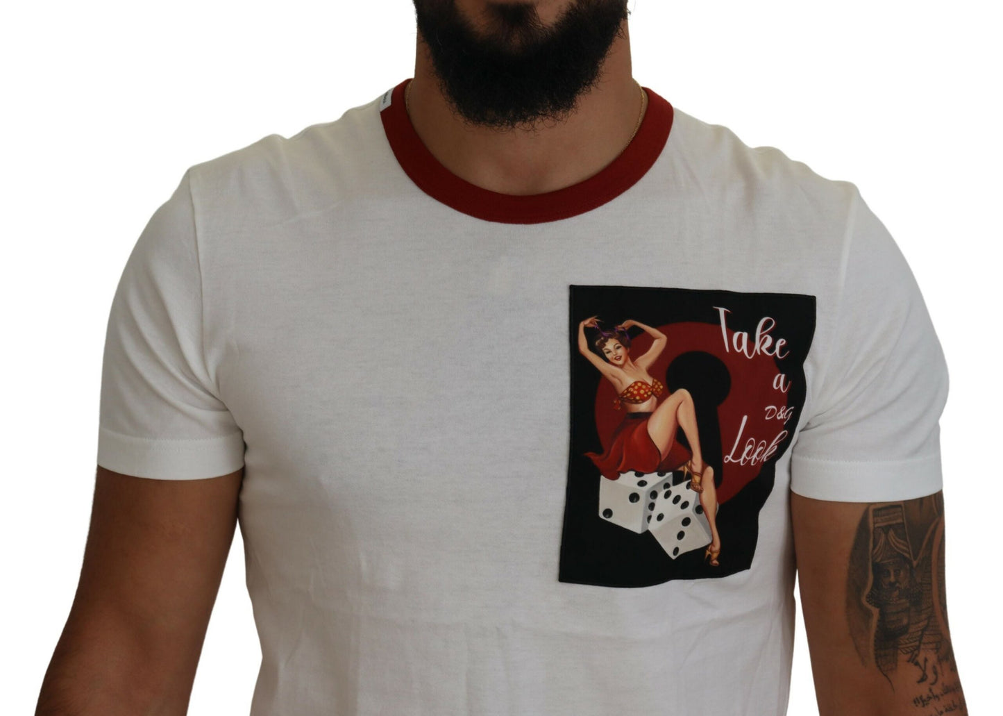 T-shirt ras du cou Dolce & Gabbana en coton blanc avec logo imprimé