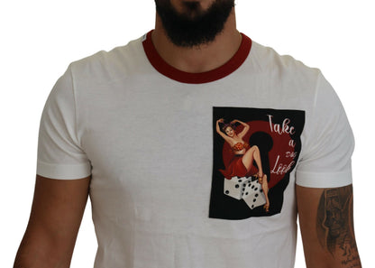 T-shirt ras du cou Dolce & Gabbana en coton blanc avec logo imprimé