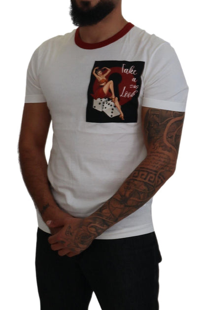 T-shirt ras du cou Dolce & Gabbana en coton blanc avec logo imprimé