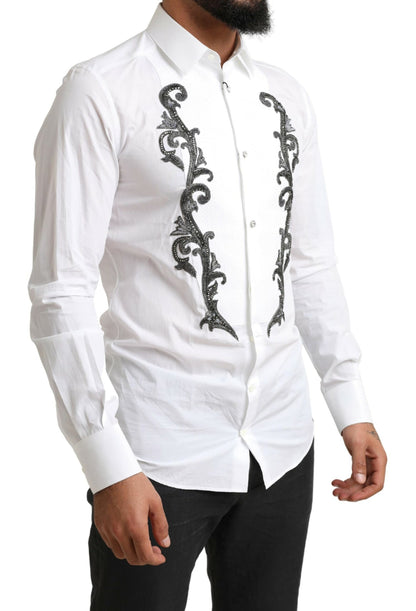 Chemise Baroque Dolce & Gabbana Blanche Smoking Coupe Slim