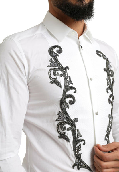 Chemise Baroque Dolce & Gabbana Blanche Smoking Coupe Slim