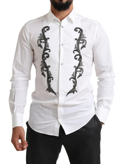 Chemise Baroque Dolce & Gabbana Blanche Smoking Coupe Slim