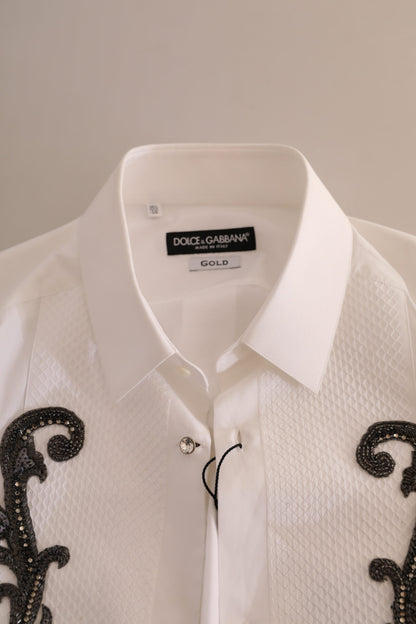 Chemise Baroque Dolce & Gabbana Blanche Smoking Coupe Slim
