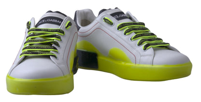 Chaussures Baskets en cuir Portofino blanches et jaunes Dolce & Gabbana