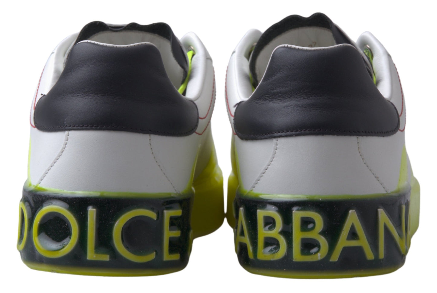 Chaussures Baskets en cuir Portofino blanches et jaunes Dolce & Gabbana