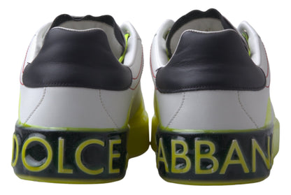 Chaussures Baskets en cuir Portofino blanches et jaunes Dolce & Gabbana