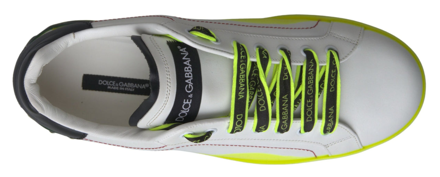 Chaussures Baskets en cuir Portofino blanches et jaunes Dolce & Gabbana