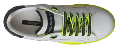 Chaussures Baskets en cuir Portofino blanches et jaunes Dolce & Gabbana